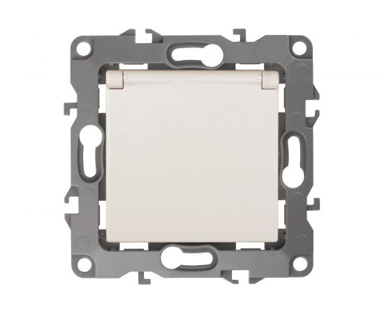 Розетка ЭРА 12-2103-02 2P+E Schuko со шторками с крышкой, 16A-250В, IP20, слоновая кость Б0014694 