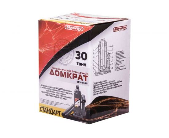 Гидравлический бутылочный домкрат SKYWAY 30т h 235-445 мм STANDART S01804031 – изображение 2
