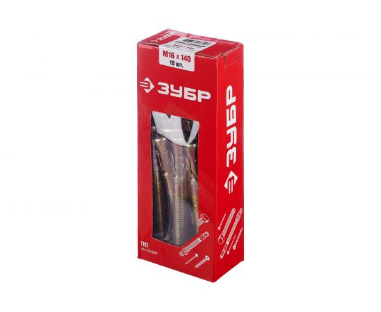 Клиновой анкер Зубр М16 x 140 мм, 10 шт, желтопассивированный 302032-16-140 – изображение 2