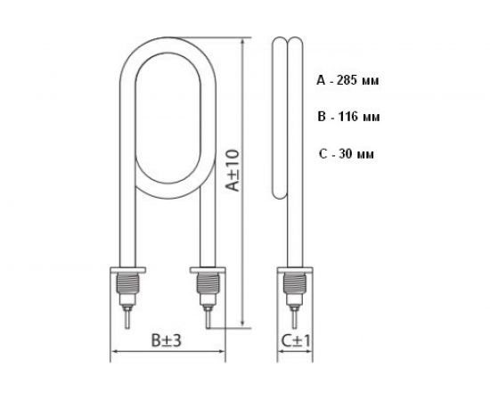 ТЭН TDM 100, А, 12, 5 кВт, вода (J), 220В, штуцер G1/2, R30, Ф7, нержавеющая сталь SQ2512-0021 – изображение 2