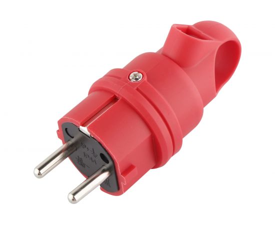 Каучуковая вилка duwi с заземлением 16A 90градусов с кольцом IP44 красная 27459 9 – изображение 2