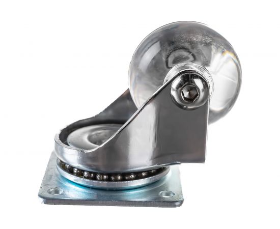 Колесо ПУ прозрачное поворотное 35 мм крепление платформенное СИБРТЕХ 68731 – изображение 4