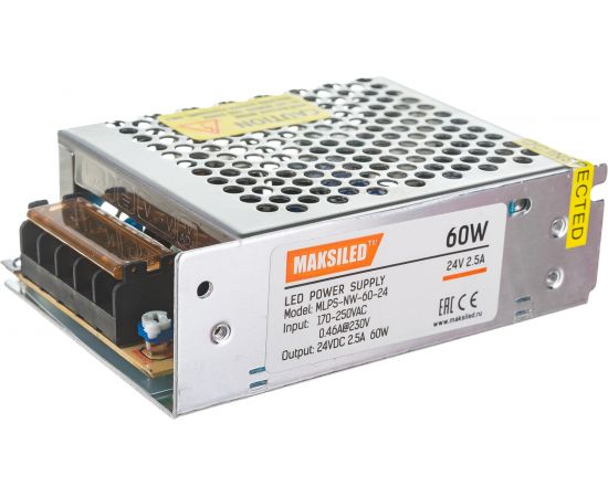 Блок питания MAKSILED 24В, 60 Вт, IP20, 2,5 А, 110х78х35 мм, MLPS-NW-60-24 – изображение 4