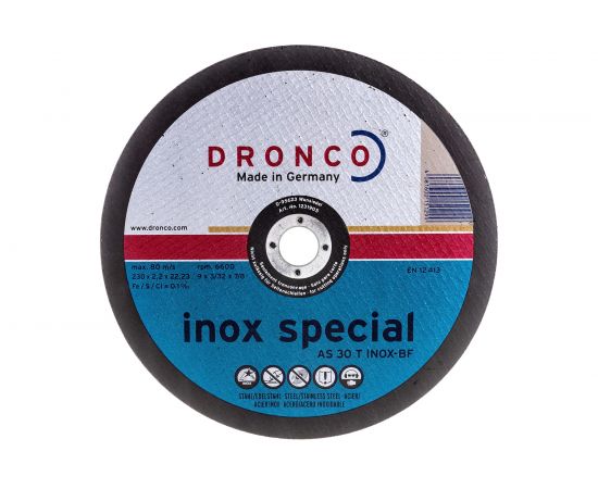Диск отрезной по нержавейке Special AS30T INOX (230x2.2x22.23 мм) DRONCO 1231905100 