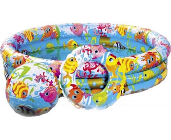 Бассейн надувной детский Intex Рыбки, с мячом и кругом 59469 