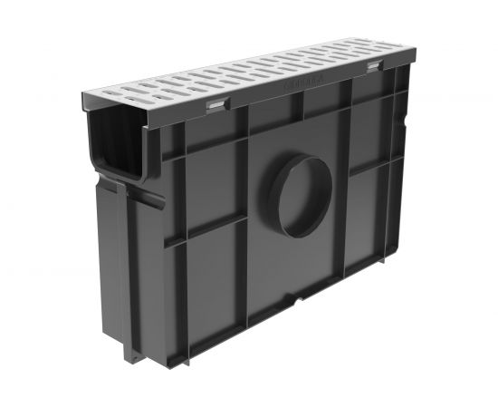 Пескоуловитель для пластиковых лотков Gidrolica 500x116x320 мм со стальной оцинкованной решеткой 080068 