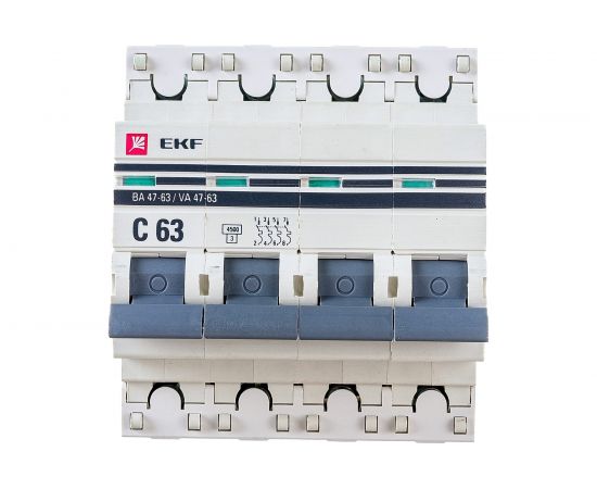 Автоматический выключатель EKF PROxima ВА 47-63, 4P, 63А, 4,5kA, SQ mcb4763-4-63C-pro 