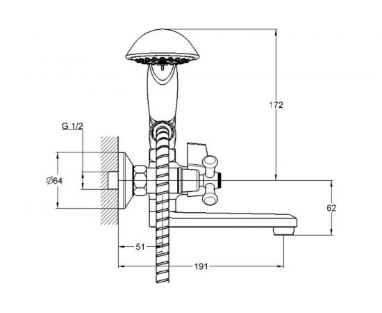 Смеситель для ванны и душа G-lauf с коротким поворотным изливом, хром QML3-A827 – изображение 2