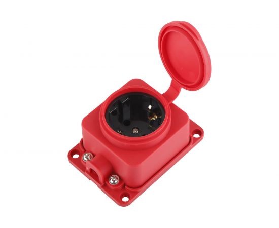 Каучуковая колодка duwi с крышкой с заземлением 1 гнездо 16A IP44 красная 27464 3 – изображение 2