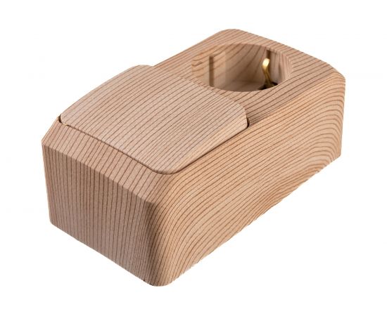 Блок 1-местная розетка + 1-клавишный выключатель Schneider Electric открытой проводки Этюд с заземлением защитные шторки сосна BPA16-201D – изображение 3