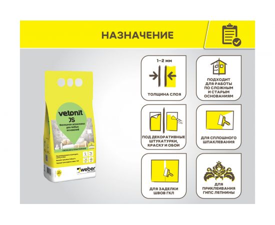 Финишная пластичная шпаклевка Vetonit JS 20 кг 1020753 – изображение 3