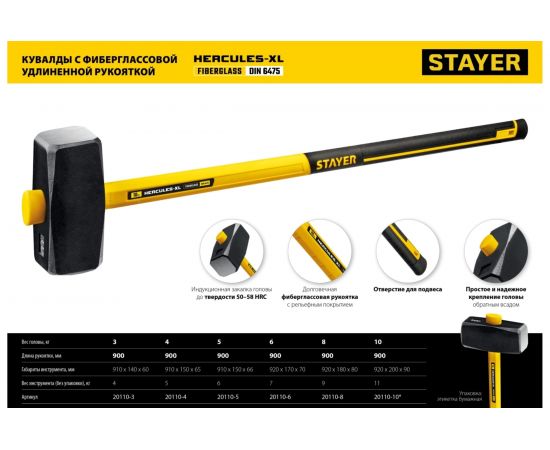 Кувалда с удлинённой рукояткой Stayer Hercules 5 кг 20110-5_z03 – изображение 6