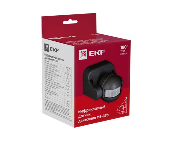 ИК датчик движения EKF, настенный 1200Вт 180гр до 12м IP44 MS-39b черный PROxima dd-ms-39b – изображение 10