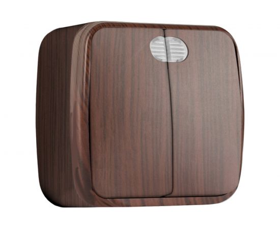 2-клавишный выключатель с индикатором EKF Минск ОП 10А тёмное дерево EGV10-123-40 