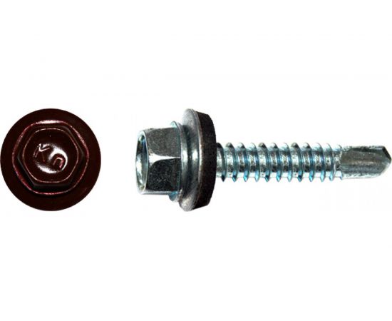 Кровельный саморез КРЕП-КОМП 5,5x19, RAL3005, красное вино, 250 шт. ск55193005кф 