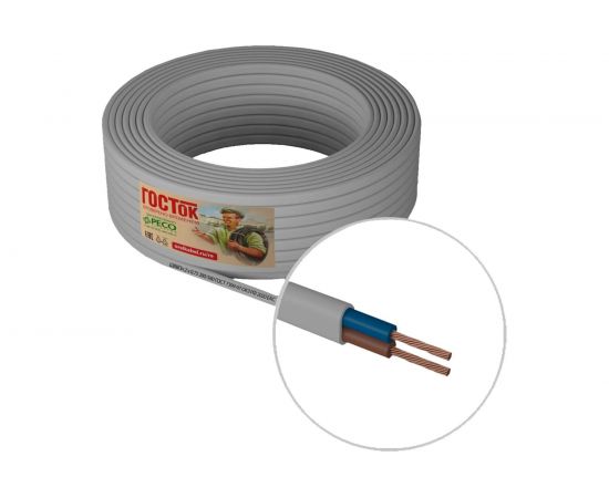 Провод ШВВП 2 х 0.75 белый 100м ГОСТок ГТ0985 