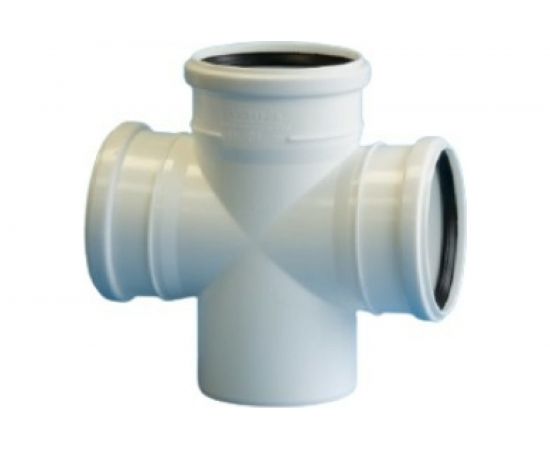 Крестовина одноплоскостная для бесшумной канализации ПОЛИТЭК из ПП диаметр 110х110х110/87,5 градусов 130001187 