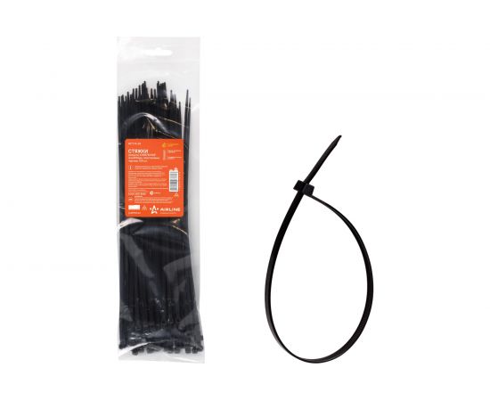 Кабельные стяжки (хомуты) Airline 3.6х300 мм пластиковые черные 100 шт ACT-N-26 