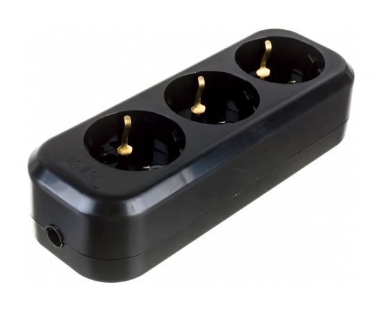 3-местная колодка LUX черная (розетка удлинителя) У3-Е с заземлением, 250В 16А 4606400420842 – изображение 2