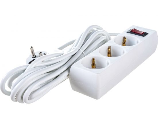 Сетевой фильтр ExeGate SP-3-5W 3евро с заземлением 5м защита от перегрузки выключатель с подсветкой белый 221184 – изображение 2