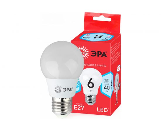 Светодиодная лампочка ЭРА RED LINE LED A55-6W-840-E27 R груша нейтральный белый свет Б0050688 – изображение 2