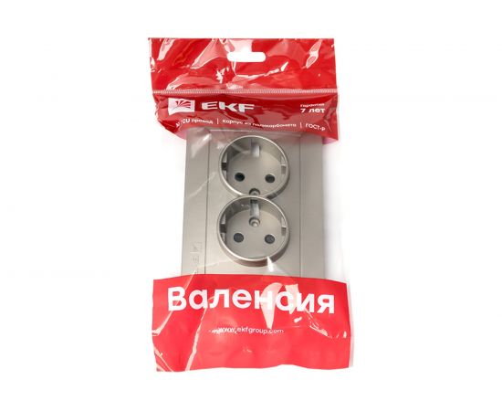 Лицевая панель 2-местной розетки EKF PROxima Валенсия, с заземлением, 16А, кашемир, с защитными шторками ESR16-L-128-40 – изображение 2