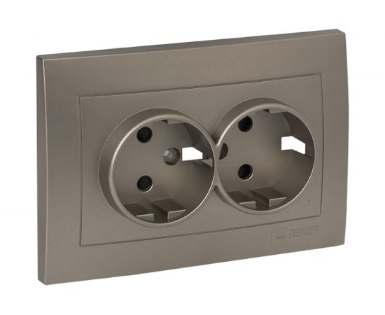 Лицевая панель 2-местной розетки EKF PROxima Валенсия, с заземлением, 16А, кашемир, с защитными шторками ESR16-L-128-40 – изображение 3