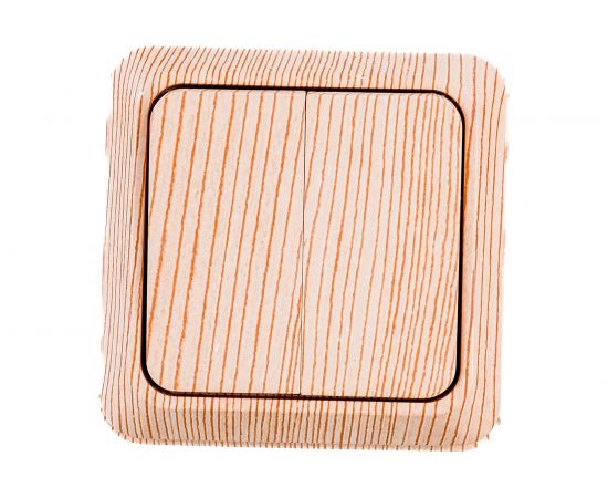 Двухклавишный выключатель Intro Quadro 2-104-11 10А-250В, IP20, открытая установка, сосна, Б0053763 