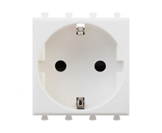 Розетка DKC 1-местная, 2 модуля Avanti ""Белое облако"" 16А IP20 2P+E, защитные шторки, белая 4400002 