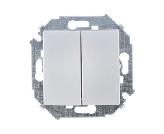 Двухклавишный выключатель Simon 16А 250В, винтовой зажим, алюминий 1591398-033 