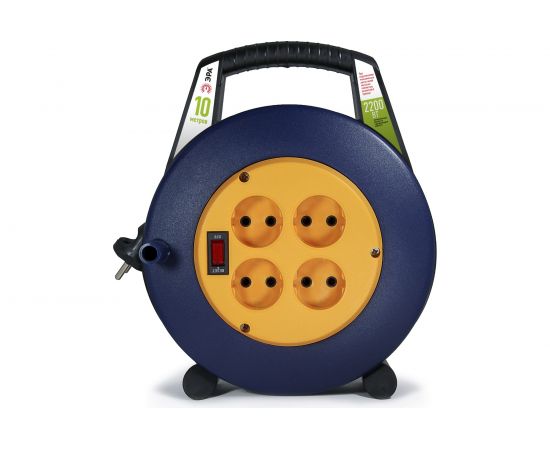 Силовой удлинитель ЭРА BPx-4-2x1-10m в закрытом корпусе, без заземления 4 розетки 10м ПВС, Б0052926 