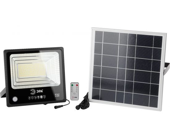 Светодиодный уличный прожектор ЭРА на солнечной батарее, 150W, 5000K, с датчиком движения, ПДУ, IP65 Б0049548 