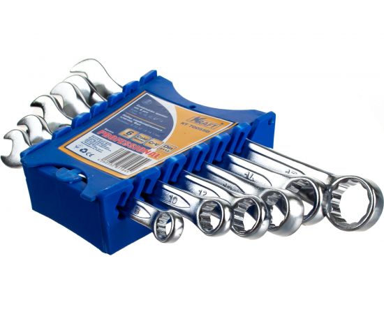 Набор комбинированных ключей 6шт: 8 10 12 13 14 17мм пластиковый держатель KRAFT KT 700550 