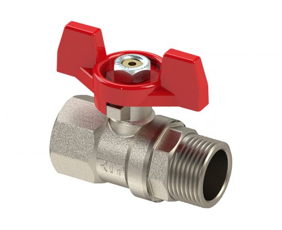 Кран шаровой RTP латунный, вн/нар., PN 40, бабочка, G 1/2 34887 