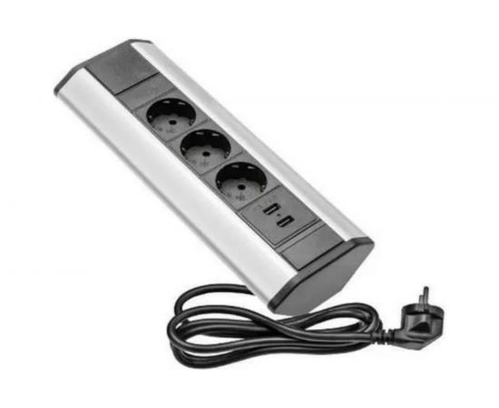 Угловой блок розеток Inrior на 3 EURO розетки 2 USB-A ODEN-32-80 