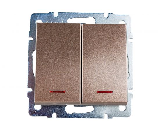 Выключатель Lezard, RAIN, 2-й, с подсветкой, бронза, матовый, 703-3188-112 