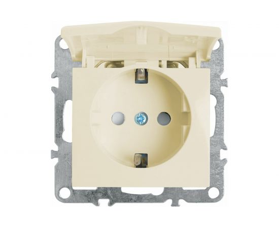 1-местная розетка STEKKER с заземлением с крышкой, механизм, 250В, 16А, слоновая кость PST16-9112-02 39330 