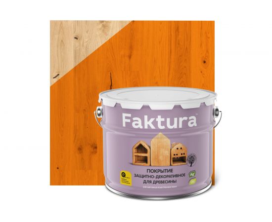 Биозащитное декоративное покрытие для дерева FAKTURA с льняным маслом и ионами серебра, орегон, ведро 9 л 208438 