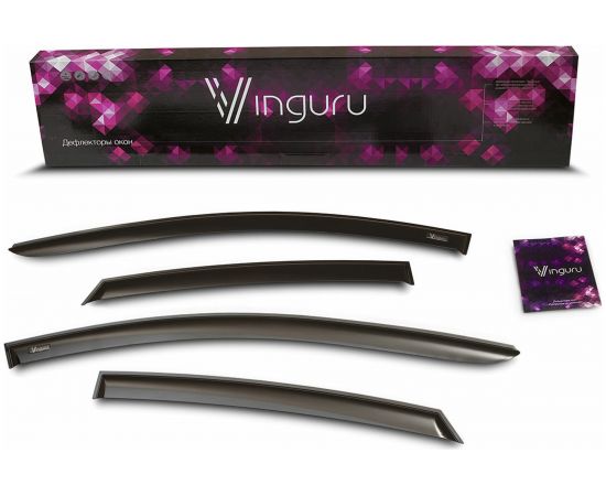 Дефлекторы окон Vinguru Kia Rio 2012-2017 сед. накладные, скотч, к-т 4 шт. материал ПК AFV24312 