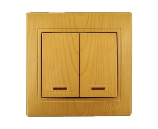 Двойной выключатель с подсветкой Lezard MIRA, ольха 701-0701-112 