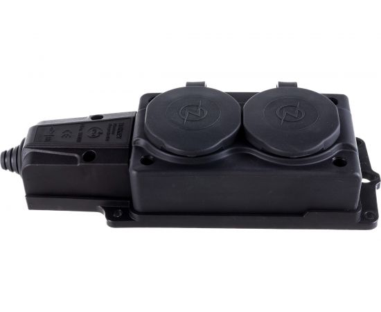 Штепсельная колодка NE-AD 2-гнезда с крышкой, с заземлением, 16А, IP54, каучук, 4102 – изображение 2