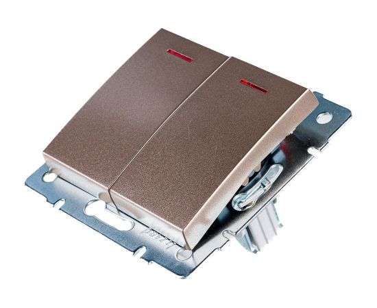 Выключатель Lezard, RAIN, 2-й, с подсветкой, бронза, матовый, 703-3188-112 – изображение 2