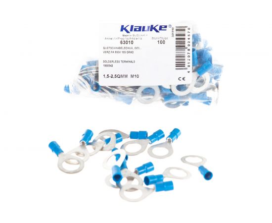 Кольцевой наконечник Klauke 1,5-2,5мм2 под винт М10 синий klk63010 – изображение 2