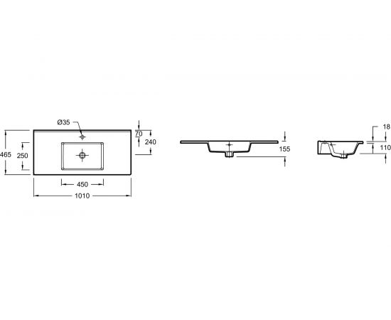 Раковина JACOB DELAFON EXUA112-00 OLA 100 см 00000061749 – изображение 2