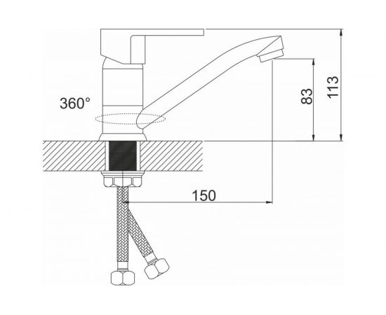 Смеситель для кухни Gota Rocio Leone с коротким изливом, с гайкой, d35 1/10 052210-GOTA – изображение 2