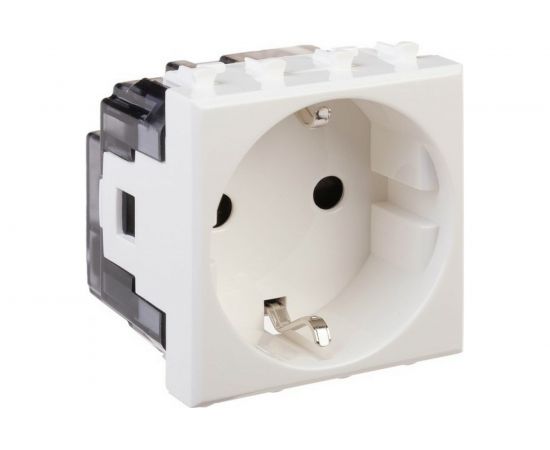 Розетка DKC 1-местная, 2 модуля Avanti ""Белое облако"" 16А IP20 2P+E, защитные шторки, белая 4400002 – изображение 2