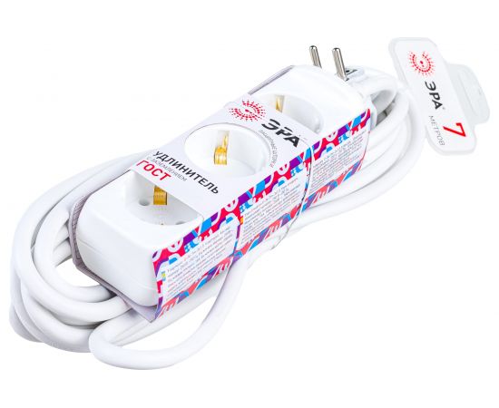 Электрический удлинитель ЭРА U3e7m3x1,5 с заземлением 3 розетки 7м ПВС 3x1,5мм2 16А Б0044034 – изображение 2