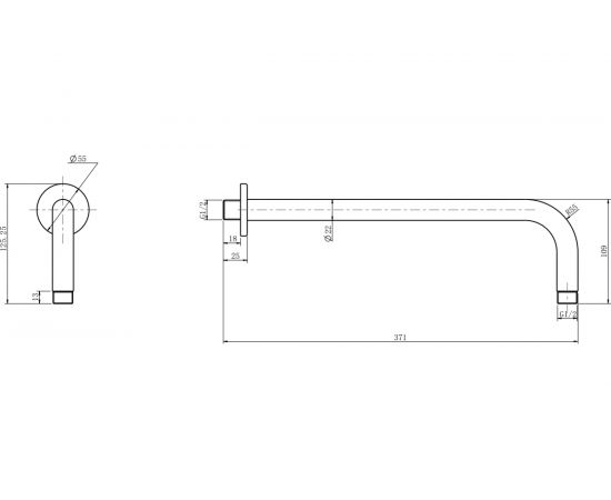 Держатель для душа из стены Aquanet Static 350 мм, 1/2, сталь, черный матовый 00261827 – изображение 2