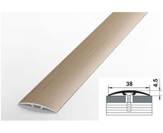 Порог прямой скрытый алюминиевый ЛУКА (38 мм, 0,9 м, ламинированный, Дуб арктик) УТ000019917 – изображение 2