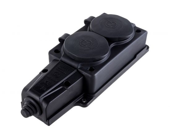 Штепсельная колодка NE-AD 2-гнезда с крышкой, с заземлением, 16А, IP54, каучук, 4102 – изображение 3